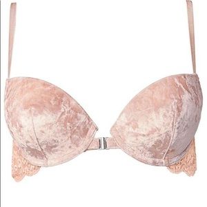 Venus Rose pink front close velvet bra